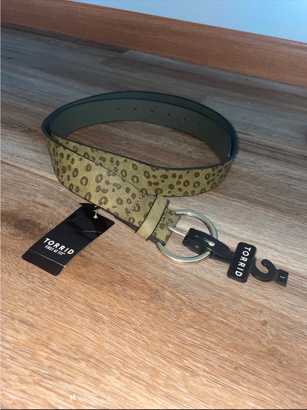 Torrid Olive Green Leopard Print Ring Buckle Belt 1X NEW
